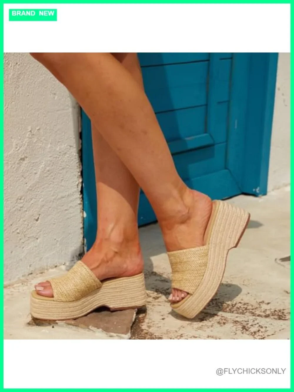 Women's Platform Espadrille Sandals - Open Toe Wedge Slides, Braided Jute,